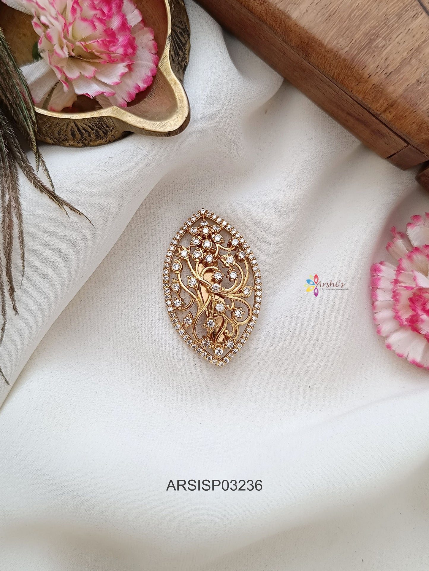 White Stone Saree Pin