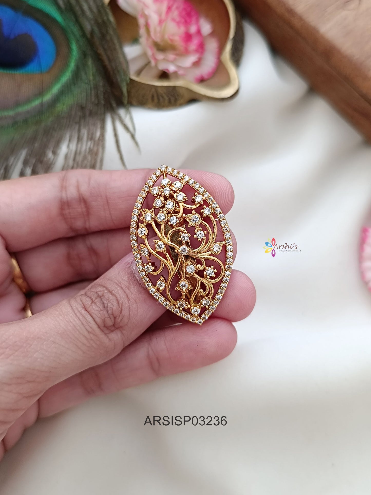 White Stone Saree Pin