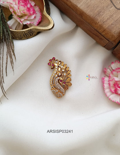 Dual Peacock Saree Pin