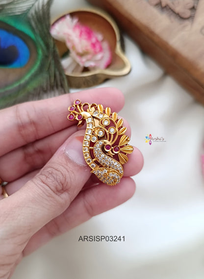 Dual Peacock Saree Pin