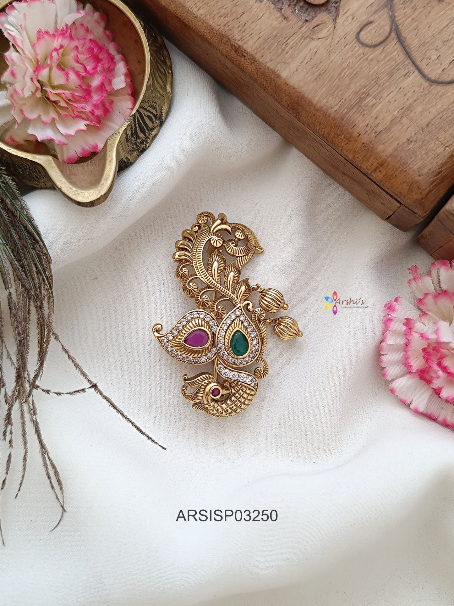 Peacock Mango Saree Pin