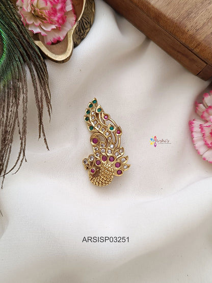 Peacock Stone Saree Pin