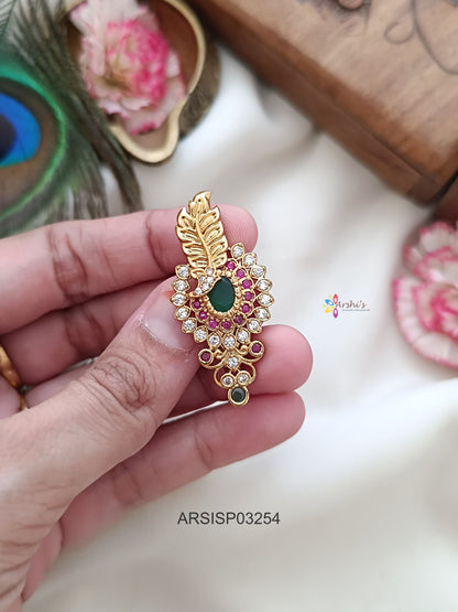 Leaf Stone Saree Pin