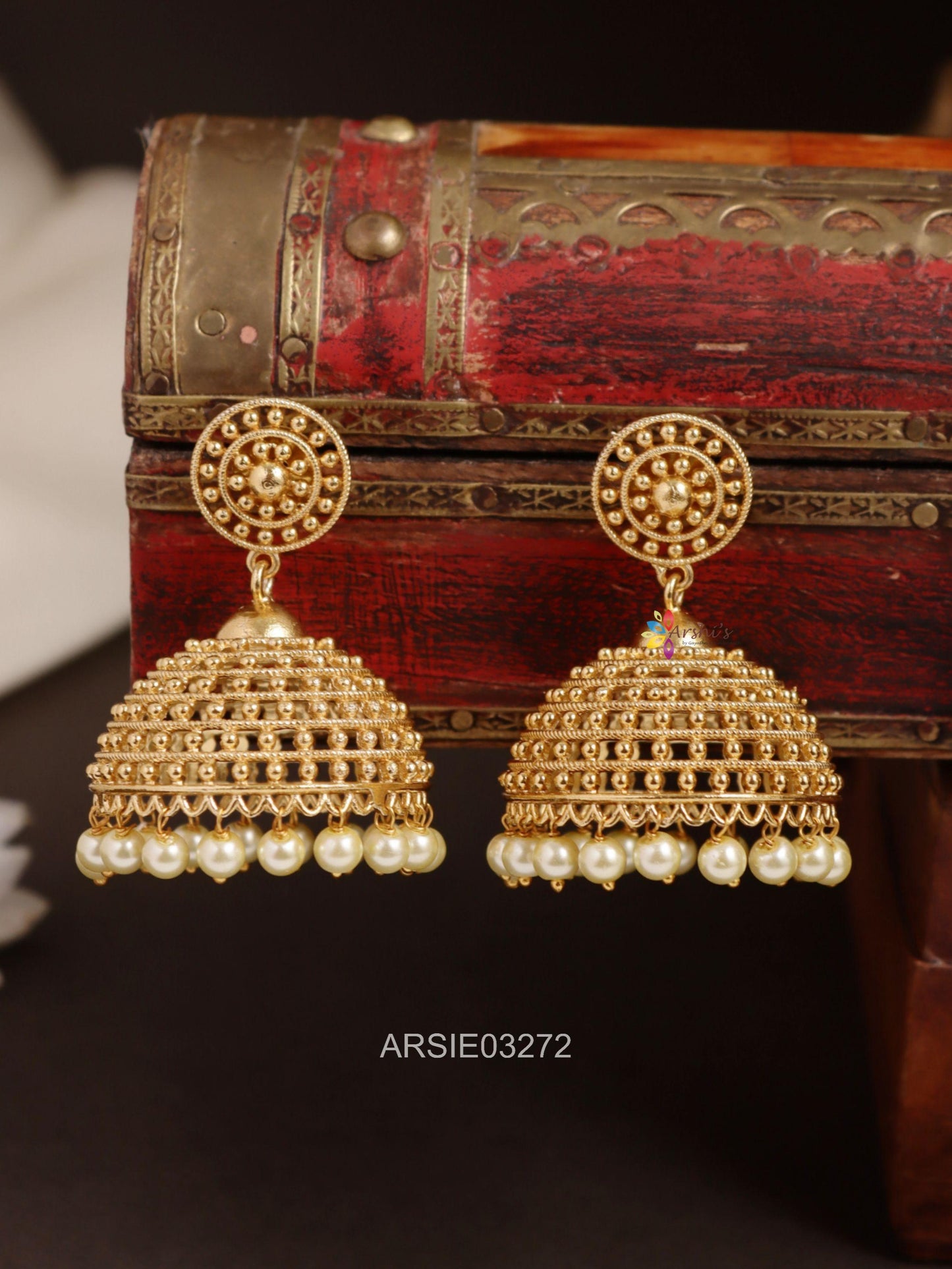 One Gram Gold Pearl Drop Jhumka