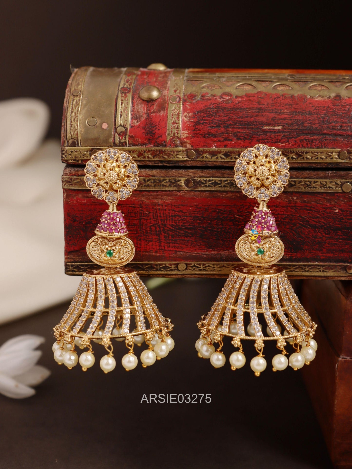 Coin Stone Long Jhumka