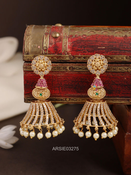 Coin Stone Long Jhumka