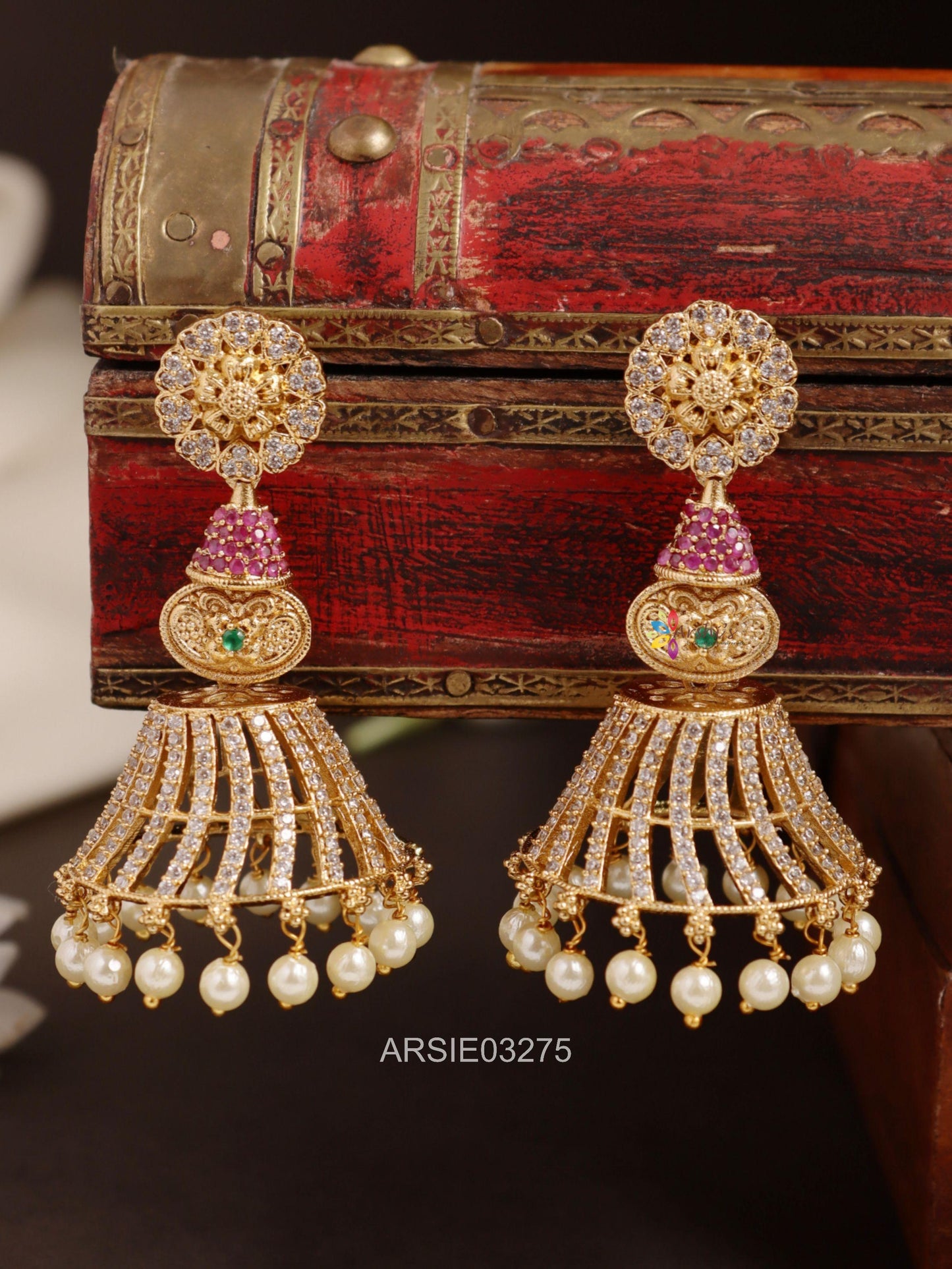 Coin Stone Long Jhumka