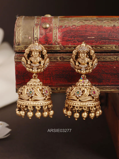 Temple Gold Bead Jhumka