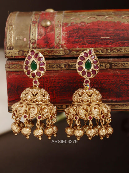 Mango Gold Bead Jhumka