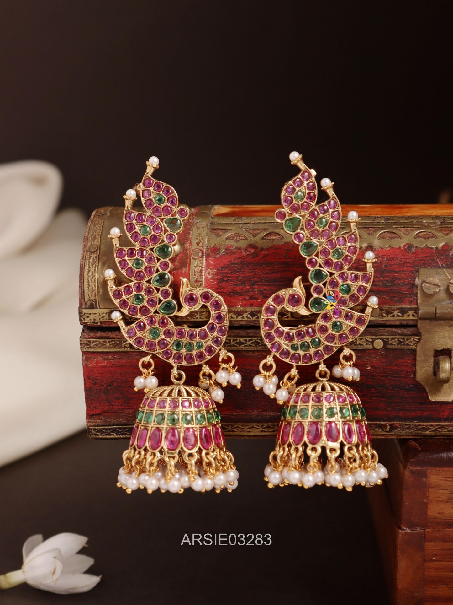 Peacock Kemp Stone Earcuff Jhumka