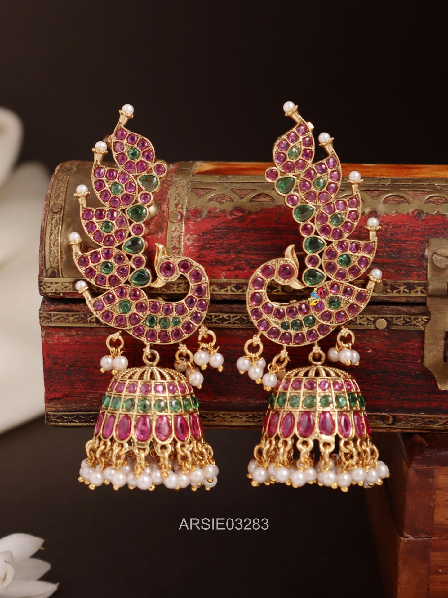 Peacock Kemp Stone Earcuff Jhumka