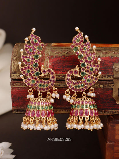 Peacock Kemp Stone Earcuff Jhumka