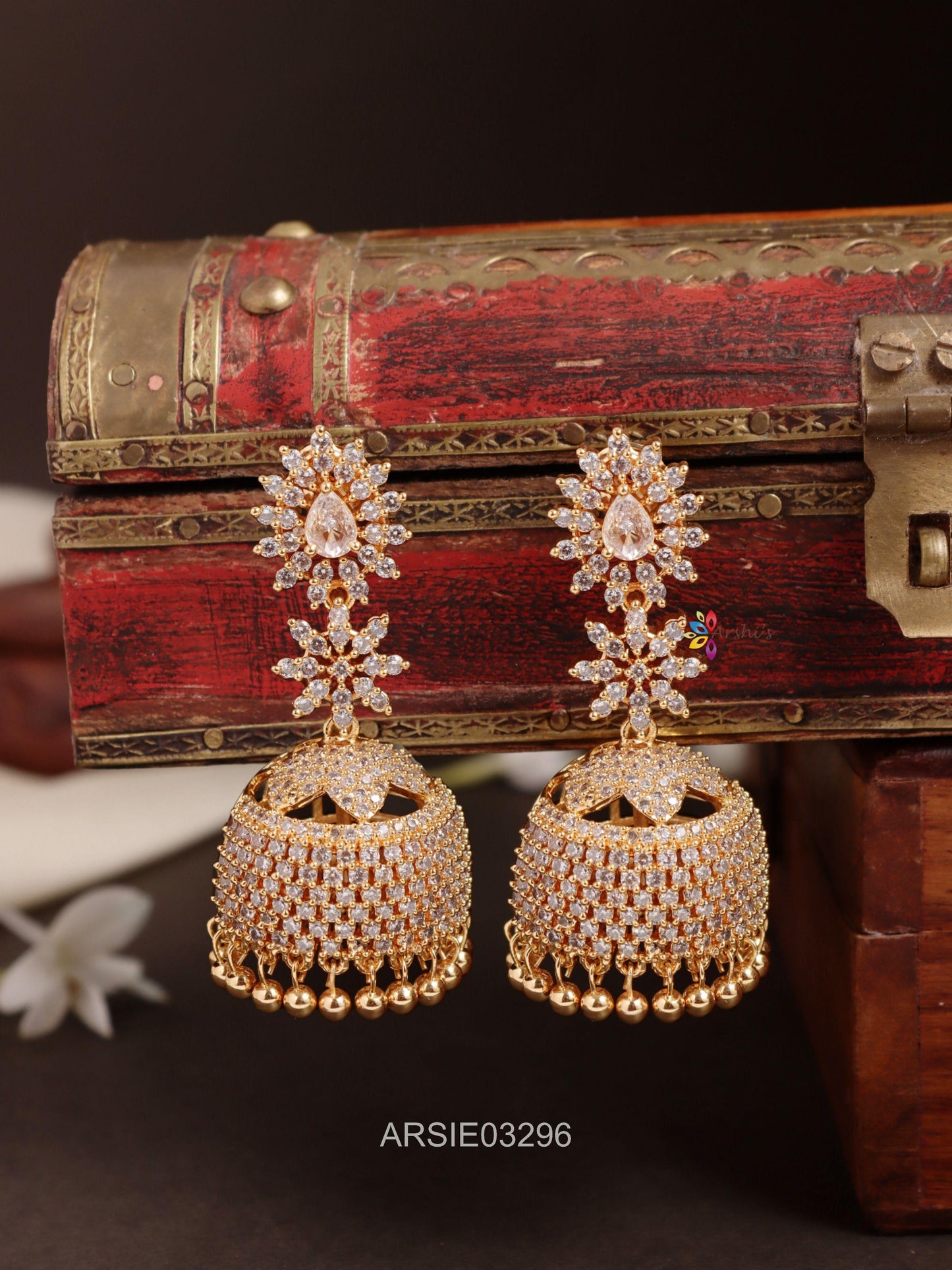 White Stone Long Jhumka