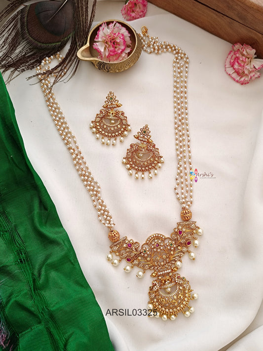 Pearl AD Stone Pendant Long Haram