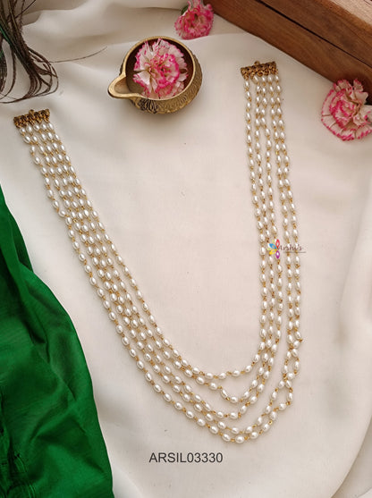 Five Layer Rice Pearl Necklace