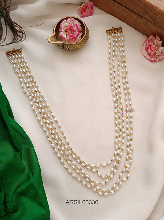 Five Layer Rice Pearl Necklace