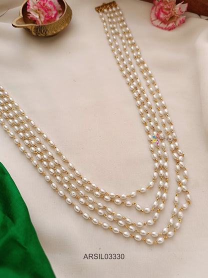 Five Layer Rice Pearl Necklace