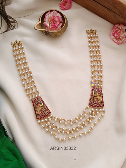 Four Layer Pearl Mugappu Necklace