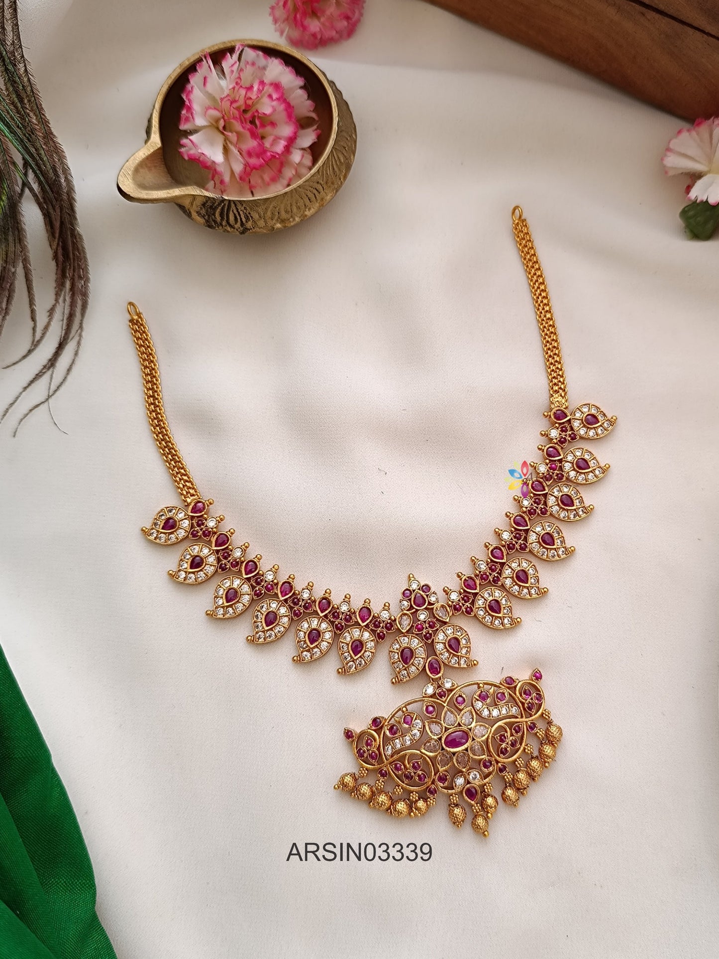 Mango Kemp and White Stone Necklace