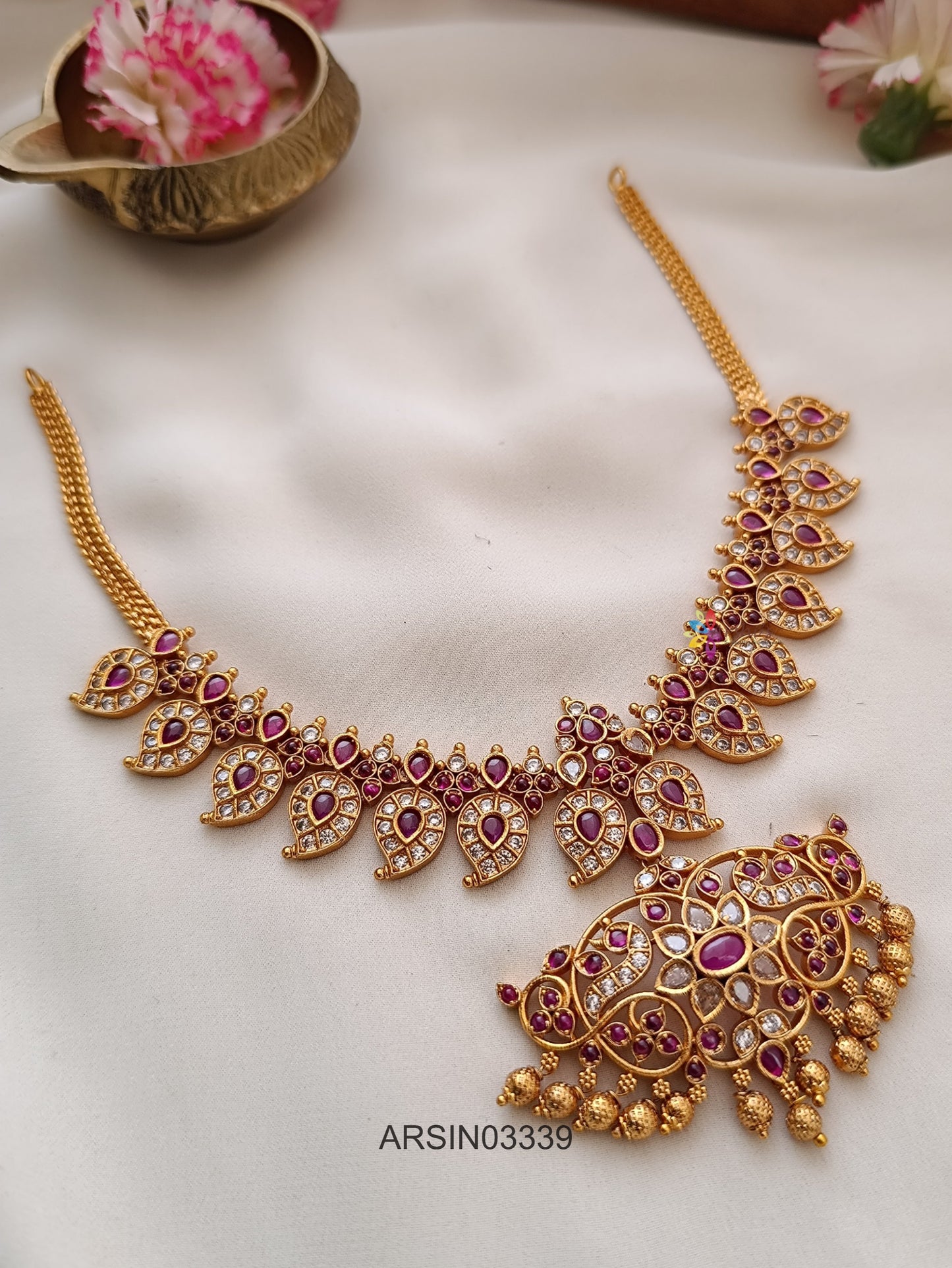 Mango Kemp and White Stone Necklace