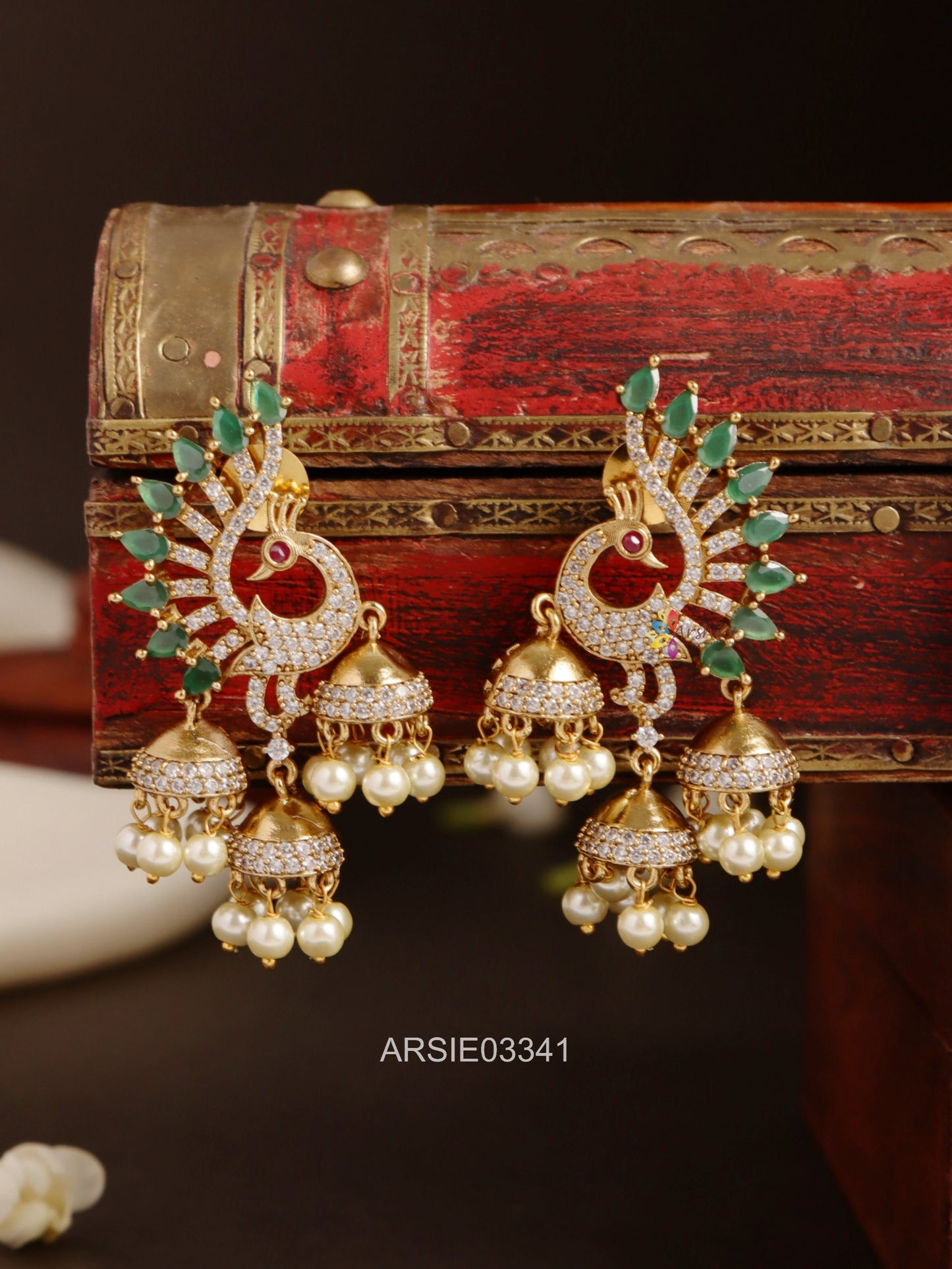 Peacock Emerald Stone Earrings