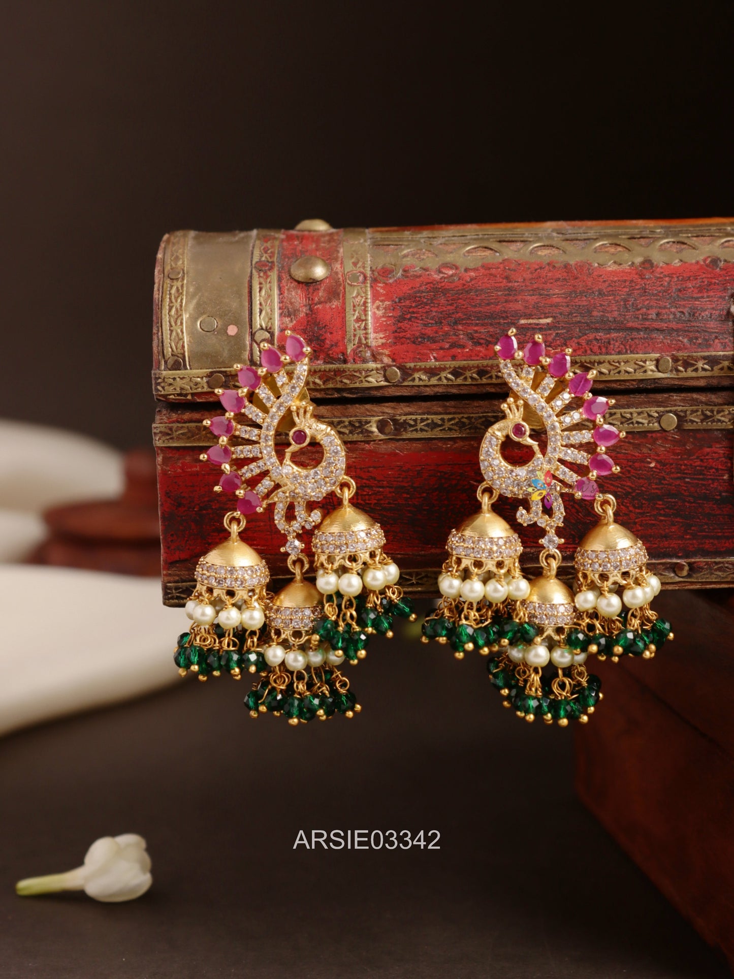 Peacock Kemp Stone Earrings