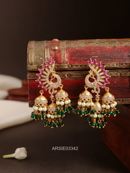 Peacock Kemp Stone Earrings