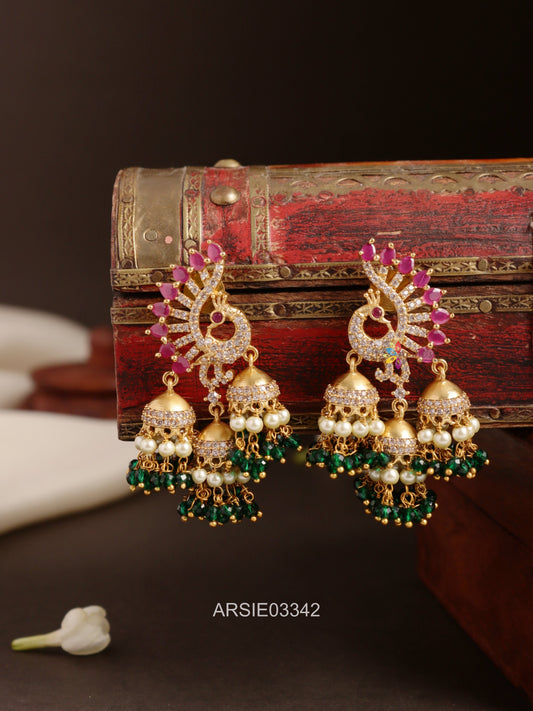 Peacock Kemp Stone Earrings