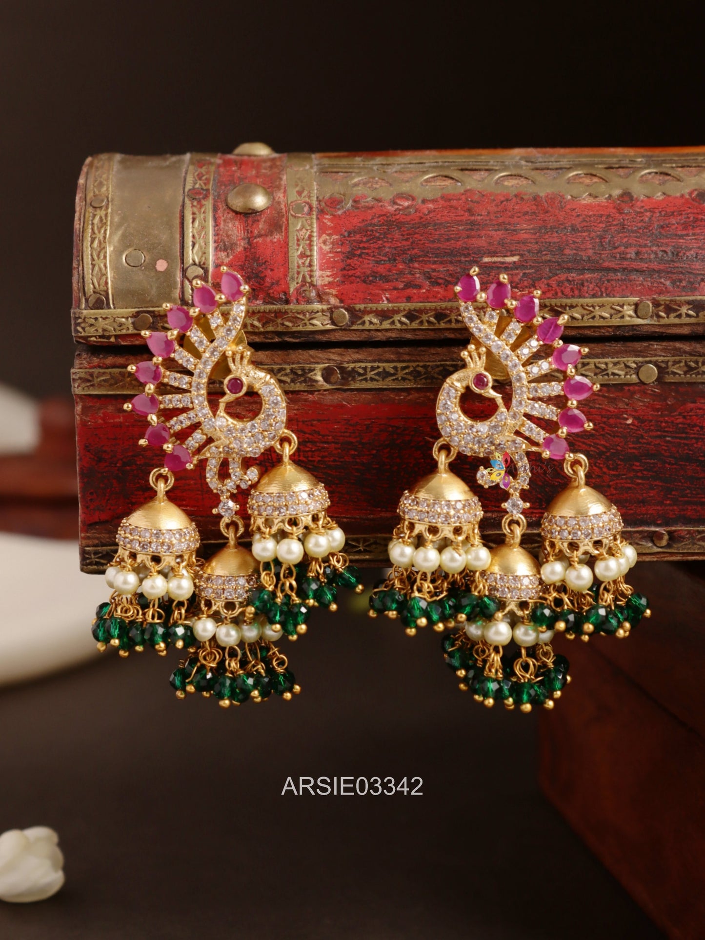 Peacock Kemp Stone Earrings