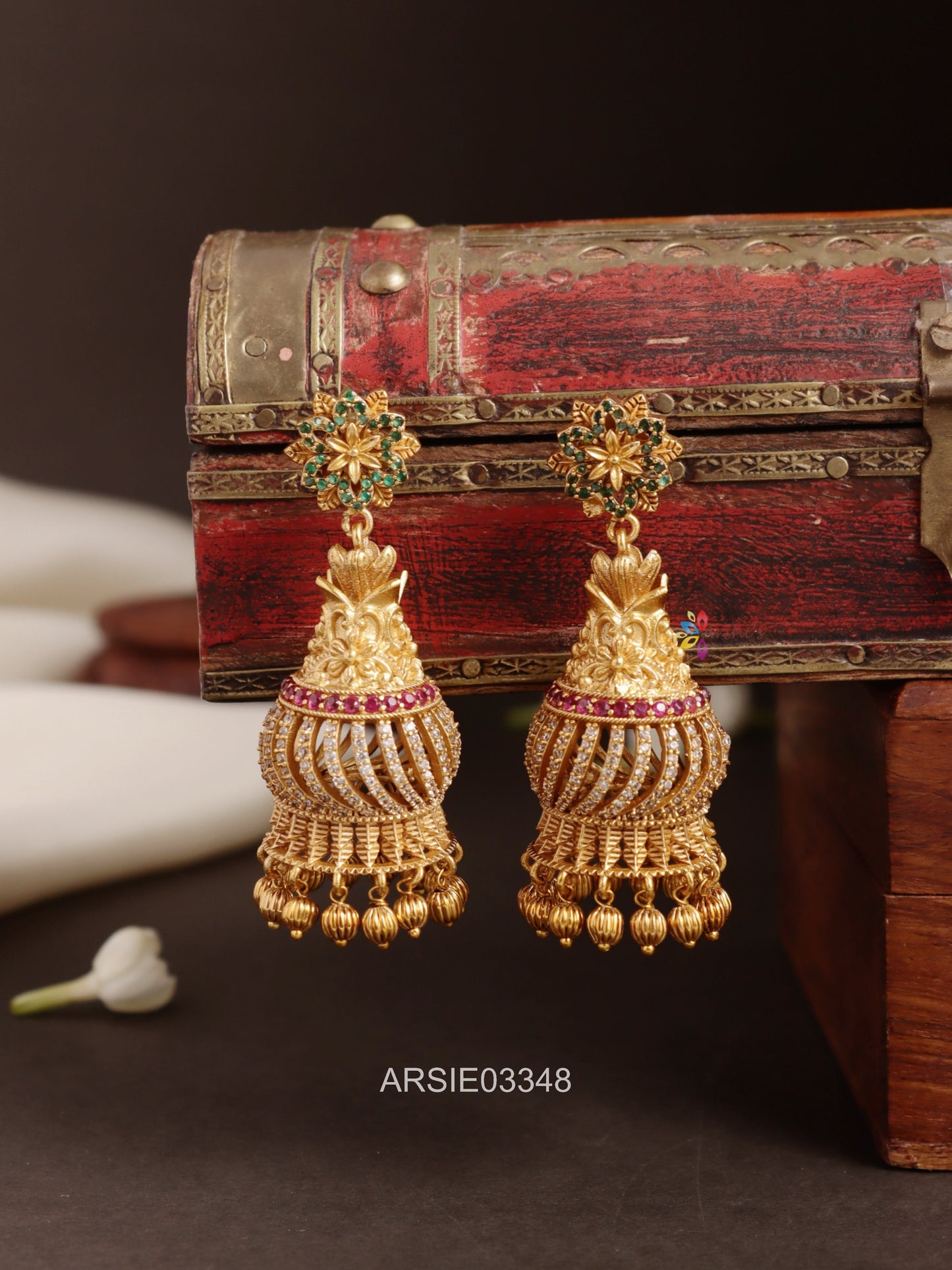 Flower Stone Long Jhumka