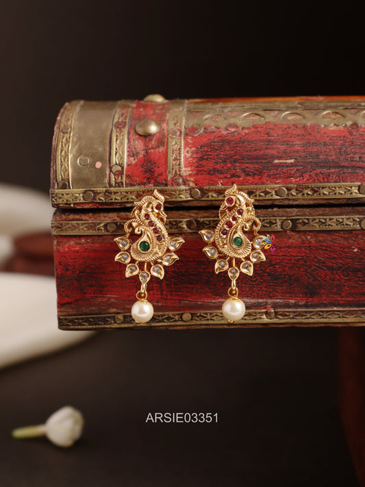 Peacock Single Pearl Drop Earrings