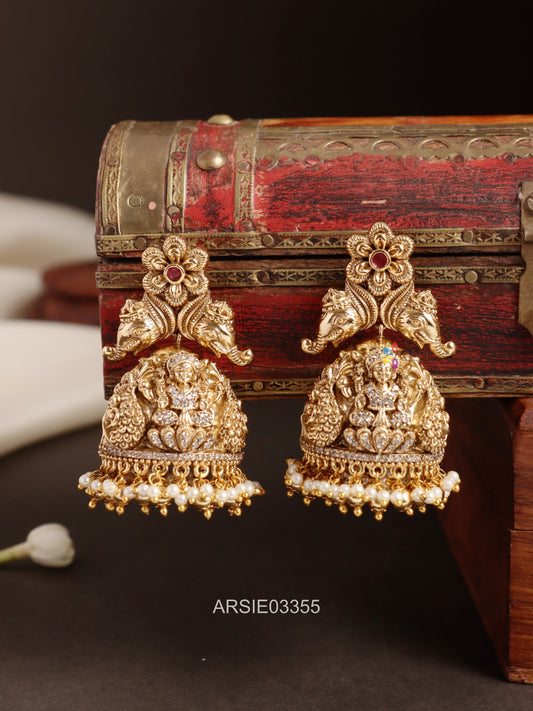 Antique Elephant and Lakshmi Jhumka
