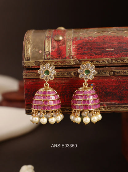 Stone and Pearl Hanggings Jhumka