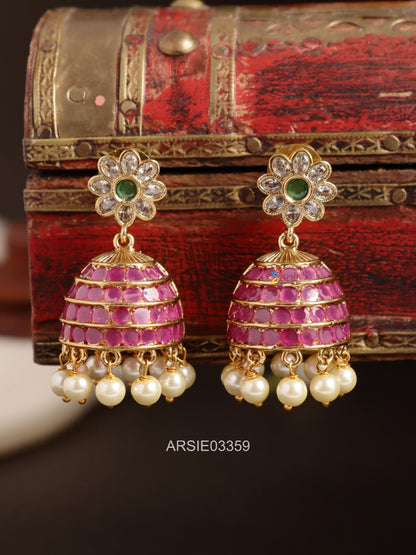 Stone and Pearl Hanggings Jhumka