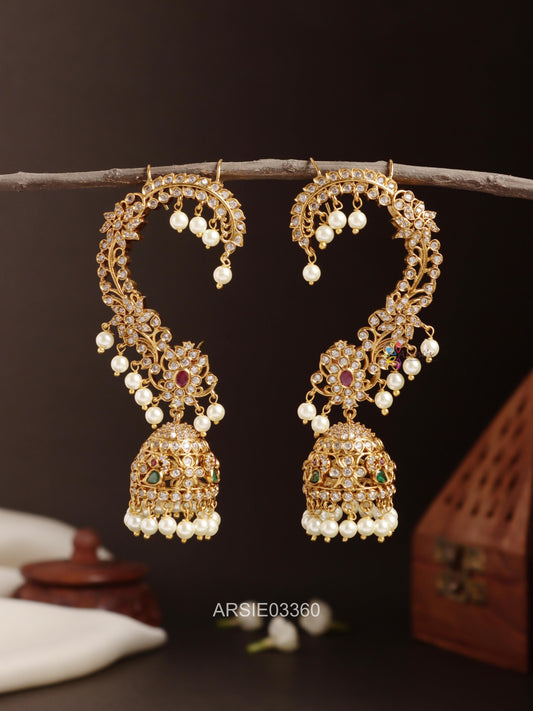 Stone and Pearl Earcuff Jhumka