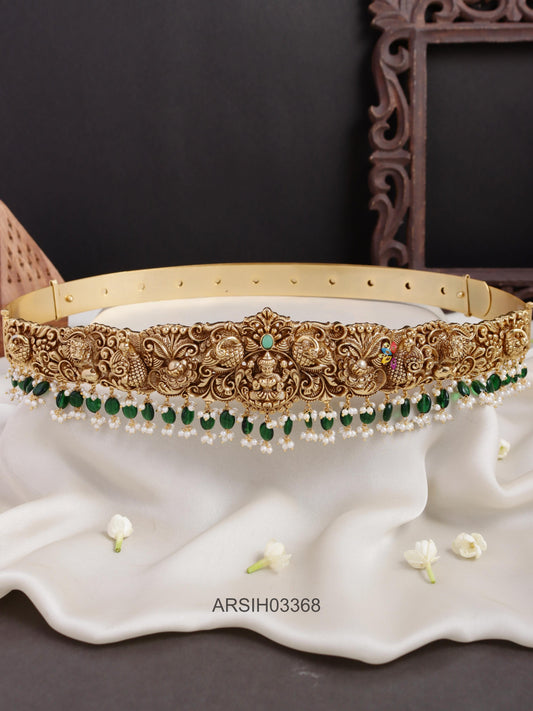 Antique Green Bead and Pearls Hipbelt