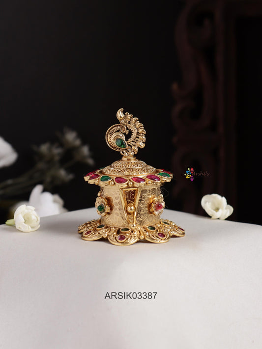 Antique Peacock Kumkum Box