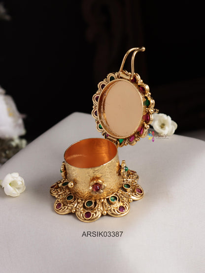 Antique Peacock Kumkum Box