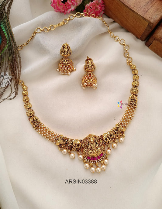 Antique Lakshmi White Stone Necklace