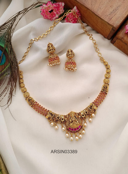 Antique Lakshmi Kemp Stone Necklace