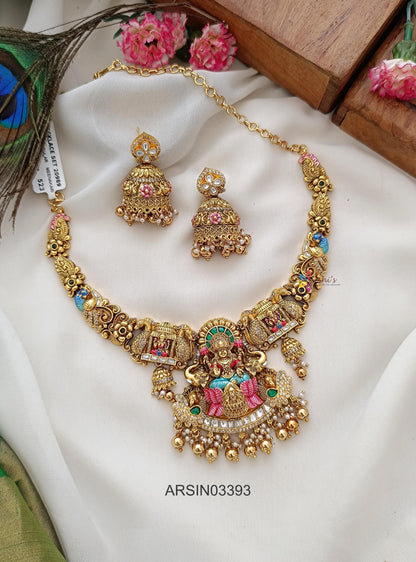 Bridal 3D Enamel Gold Bead Drops Necklace