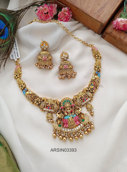 Bridal 3D Enamel Gold Bead Drops Necklace