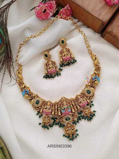 Bridal 3D Enamel Green Drops Necklace