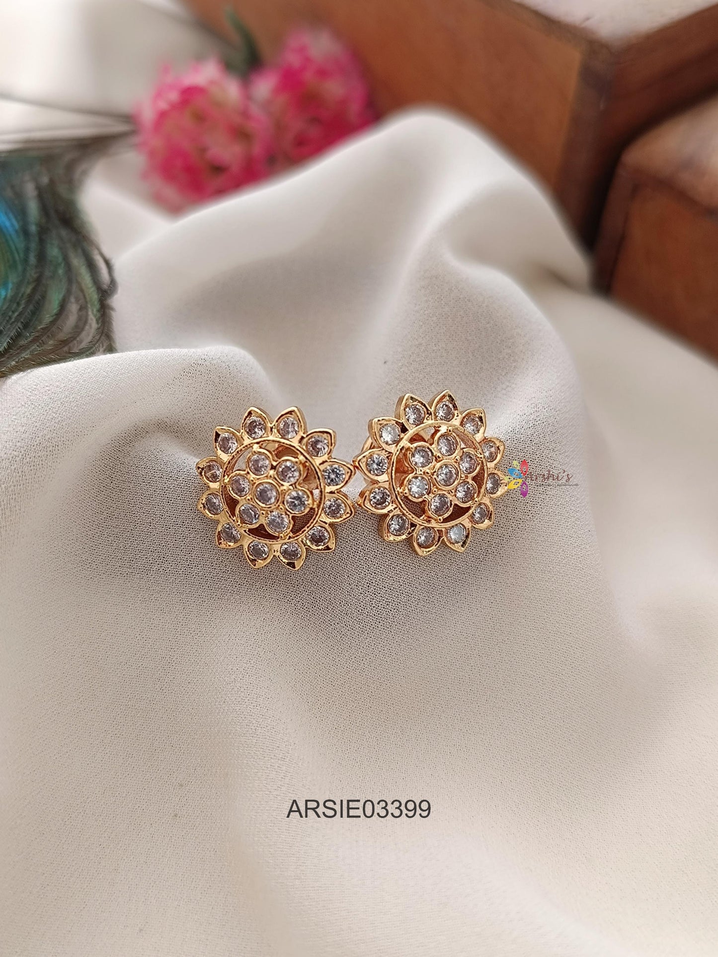 White Stone Screw Earstuds