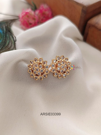 White Stone Screw Earstuds