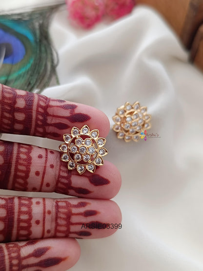 White Stone Screw Earstuds