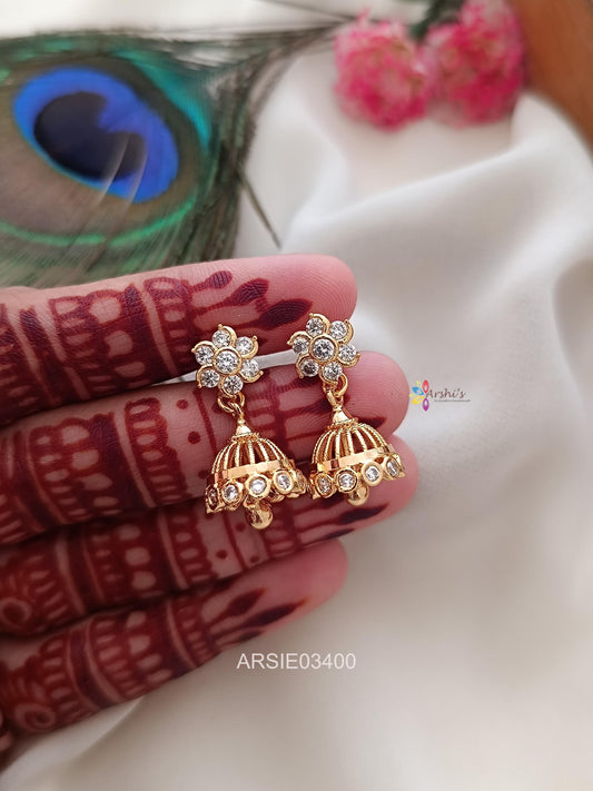 White Stone Small Detachable Jhumka (screw type)