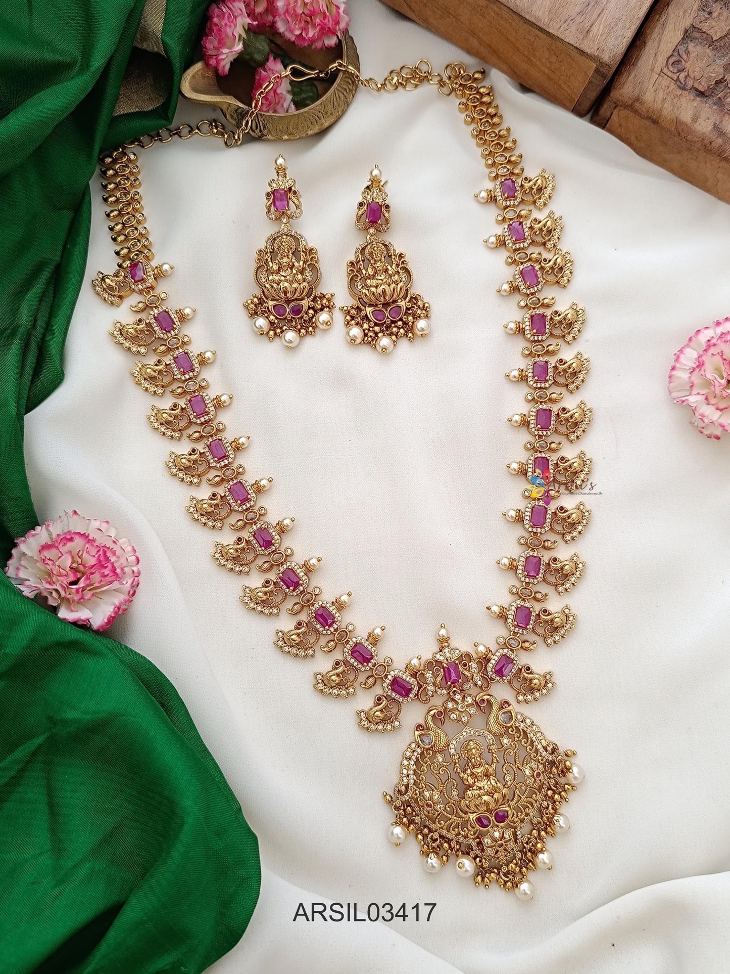 Peacock Ruby Stone Long Haram