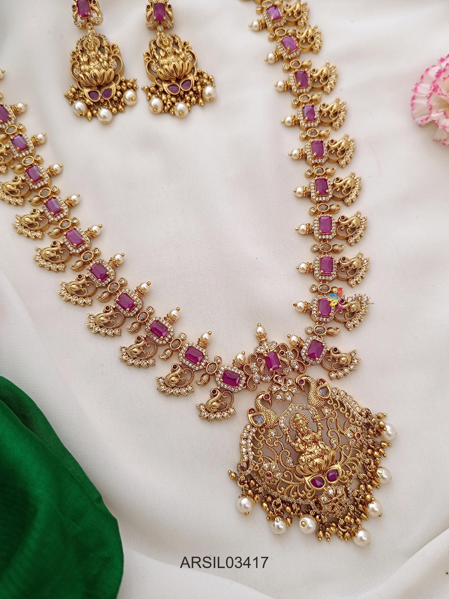 Peacock Ruby Stone Long Haram