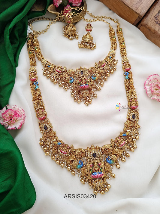 3D Enamel Gold Drop Bridal Jewellery Set